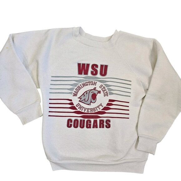 80s University Washington Cougars White Crewneck Sweatshirt Slim Small READ - Picture 12 of 12